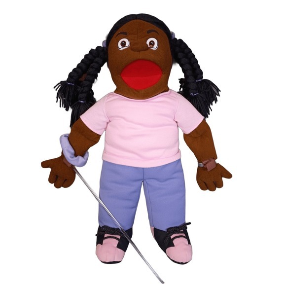 Puppet Factory Other - Puppet Factory African American Girl Puppet Braids Pink Shirt Full Body Vintage